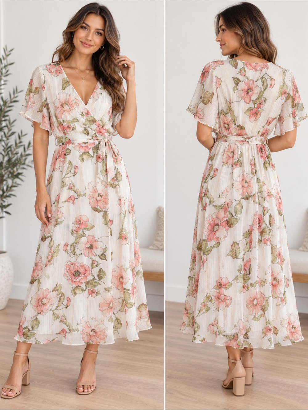 Tacera Floral Wrap Maxi Dress – Size XL